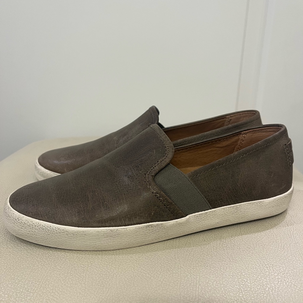 Frye Dylan Women’s Ash Brown Leather Slip On Sneakers Size 8